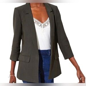 LOFT Olive Blazer with Cropped Sleeves size 00P